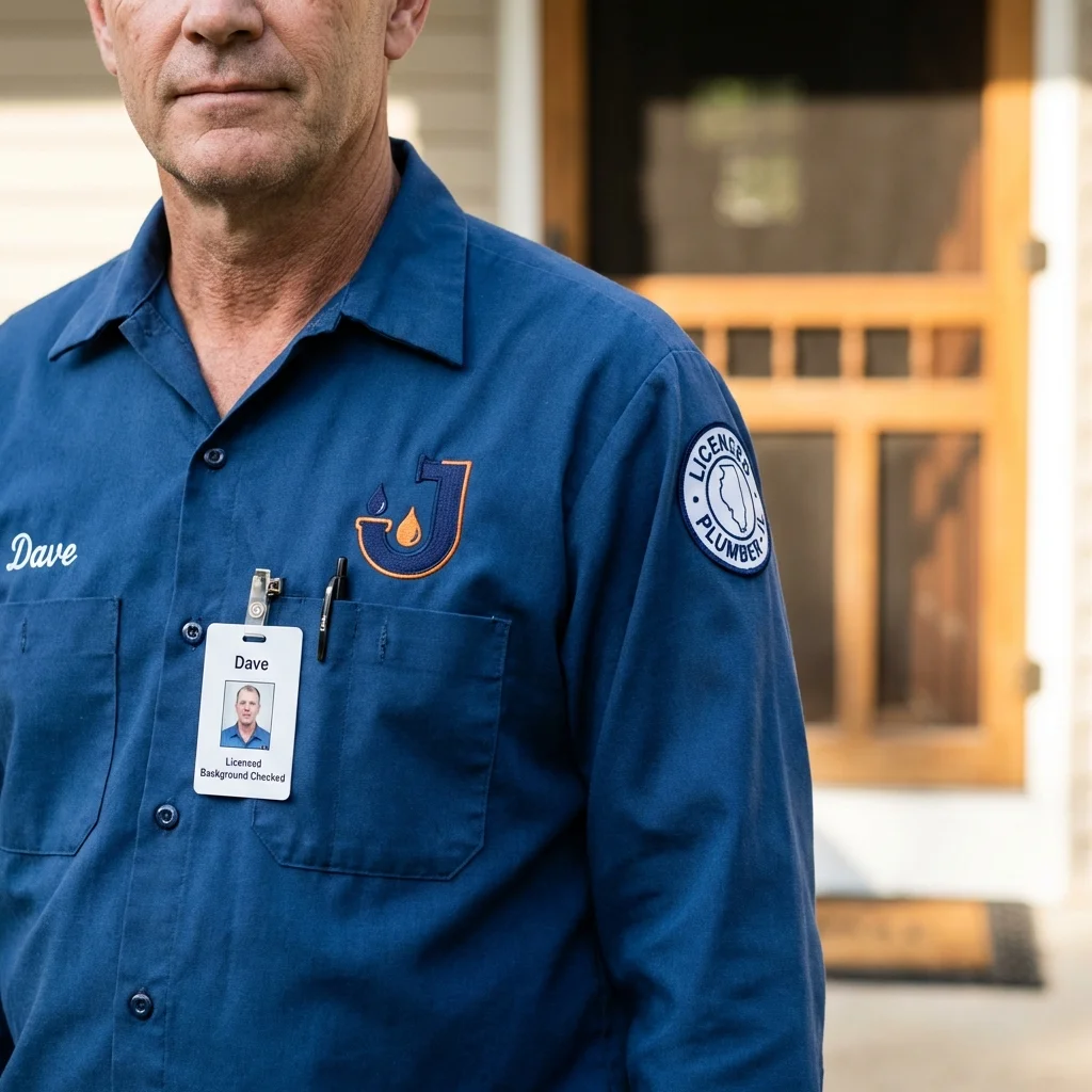 Licensed plumber showing ID badge in Gatesville, NC
